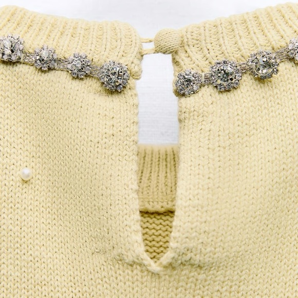 NWT ZARA JEWEL AND PEARL KNIT TOP - Picture 5 of 5